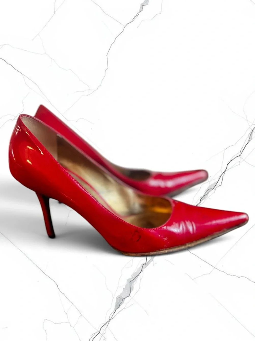 DOLCE & GABBANA Red Potent Leather Pointy Stiletto EU 37.5